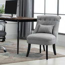 Grey Fabric Upholstered Single Tub Chair with Pillow and Solid Wood Legs