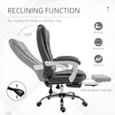 Grey Linen Swivel Office Chair with Reclining Backrest and Footrest