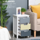 3-Drawer White Storage Side Cabinet - Home Furniture