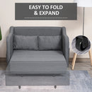 Grey 2 Seater Sofa Bed with Pillows and Side Pockets