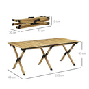 4ft Folding Aluminium Camping Table - Natural Wood Finish