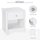 White Modern Bedside Table with Drawer Shelf