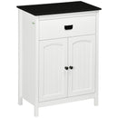 White Bathroom Storage Cabinet with Drawer and Double Doors