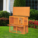 Wooden 2-Tier Outdoor Rabbit Hutch with Opening Top, 90 x 45 x 80cm, Brown