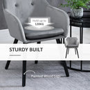 Grey Velvet Upholstered Dining Chairs Set of 2 with Backrest and Armrests