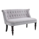 Grey Wood Frame Loveseat Sofa with Vintage Design