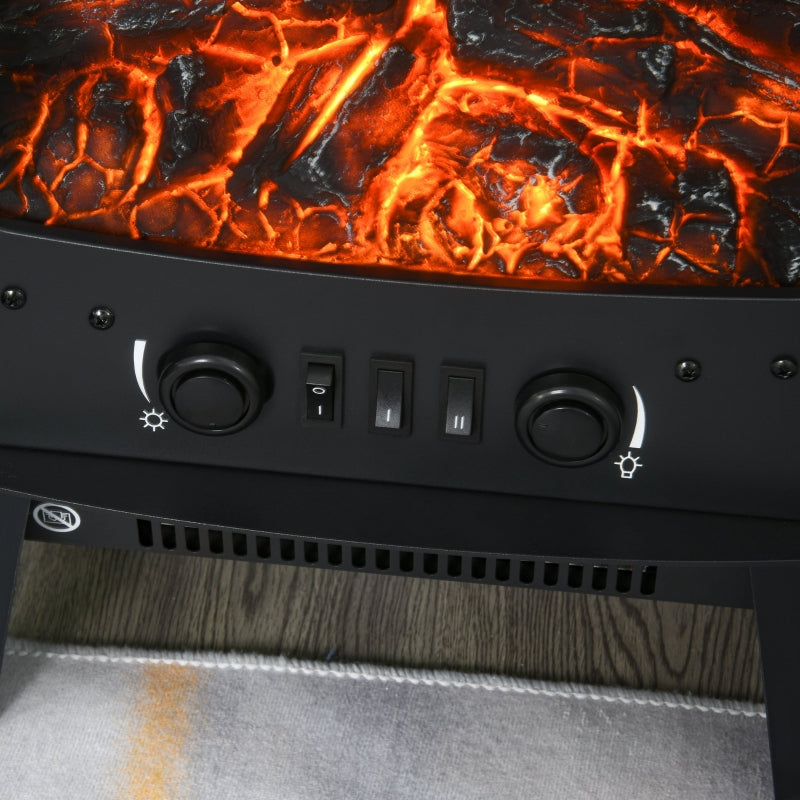Black Electric Fireplace Heater with Adjustable Flame