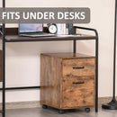 Rustic Brown 2-Drawer Mobile File Cabinet for Letter-Sized Documents