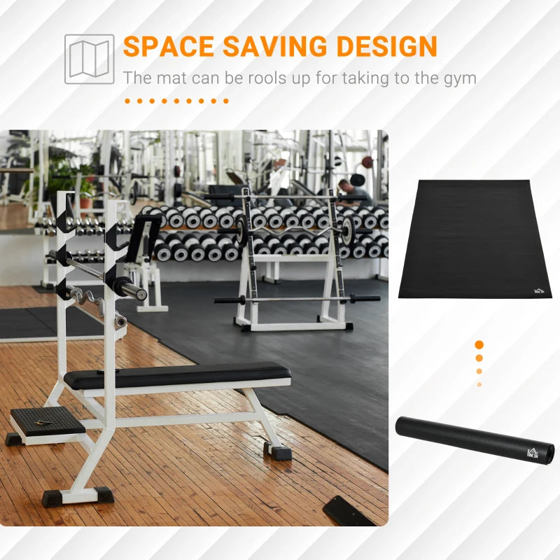 Non-Slip Black Exercise Equipment Mat 220 x 120cm