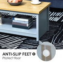 Grey Rustic Coffee Table with Storage and Wood Effect Top