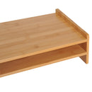Bamboo Monitor Riser Stand with Drawer - Natural Wood Desk Organizer