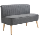 Grey Linen 2-Seater Sofa with Wood Legs