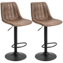 Brown Adjustable Height Swivel Barstools Set for Home Pub
