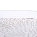 White Carved Floral Round Coffee Table Set, Tray-Style Top, Wood Legs