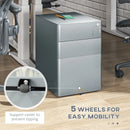 Steel 3-Drawer Rolling Filing Cabinet for A4, Letter, Legal Files - Black