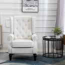 Retro Cream White Wingback Accent Chair for Living Room and Bedroom