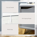 Grey 3-Drawer Storage Cabinet with Pine Wood Legs, 75x42x75cm