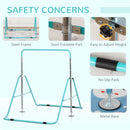 Foldable Kids Gymnastics Bar - Adjustable Height, Green