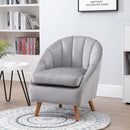 Grey Velvet Accent Armchair with Solid Wood Legs