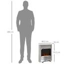 Stainless Steel Electric Fireplace with Pebble Burning Effect - 2KW Heater, LED Flame - Silver