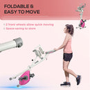 White Folding Magnetic Exercise Bike with Backrest and Tablet Holder