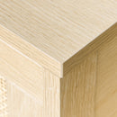 Rattan Drawer Nightstand with Storage Shelf - White