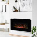Black Electric Wall-Mounted Fireplace Heater with Adjustable Flame Effect