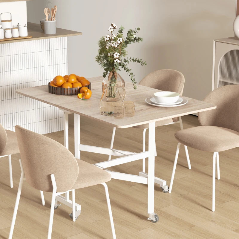 Wood-Effect Drop Leaf Dining Table for 4-6 People - Natural Oak