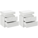 White High Gloss LED Bedside Table with 2 Drawers