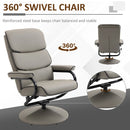 Grey Swivel Recliner Chair with Ottoman Set