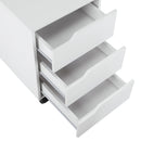 White 3-Drawer Mobile File Cabinet with Wheels for Home Office