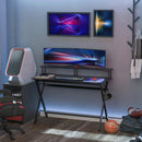 Black Gaming Desk with Headphone Hook - Adjustable Feet - 140 x 60cm