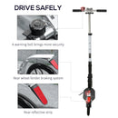 White Height-Adjustable Folding Urban Scooter with Rear Brake & Shock Absorption System