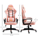 Pink Gaming Chair with Lumbar Support and Swivel Wheels