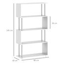 White S-Shaped 5-Tier Bookcase - Modern Freestanding Storage Shelf