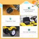 Yellow Pedal Go Kart Excavator with Front Loader for Kids 3+