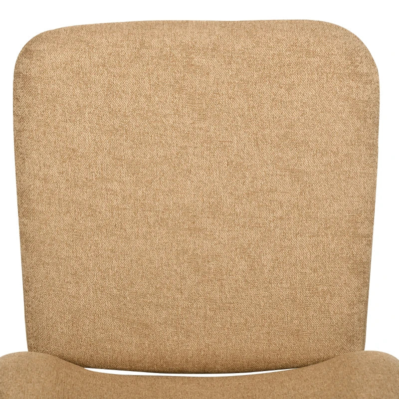 Set of 4 Light Brown Upholstered Bar Stools with Backs and Steel Legs