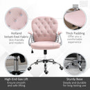 Velvet Pink Swivel Office Chair with Adjustable Height and Wheels