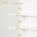 White Bathroom Wall Cabinet with Adjustable Shelves - Over Toilet Storage