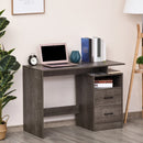 Grey Writing Desk with Drawers and Storage Shelf, 107 x 48cm - Home Office Study Workstation