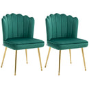 Green Velvet Dining Chairs Set of 2 with Gold Metal Legs