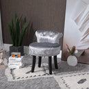 Grey Velvet Dressing Table Stool with Rubber Wood Legs