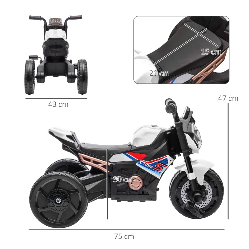 3-in-1 Toddler Trike & Balance Bike with Headlight & Music - White
