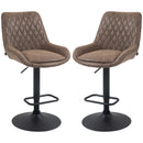 Brown Faux Leather Retro Bar Stools Set of 2