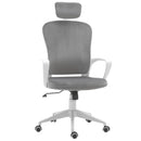 Grey Velvet Ergonomic Office Chair with Adjustable Headrest