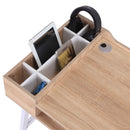 Oak and White Computer Writing Desk with Drawer and Storage Compartments