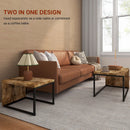 Black & Brown Metal Frame Nesting Side Tables Set for Living Room