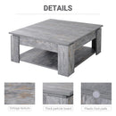 Grey Wood Grain 2-Tier Coffee Table with Bottom Storage Shelf