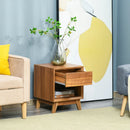 Modern Walnut Brown Bedside Table with Drawer and Shelf