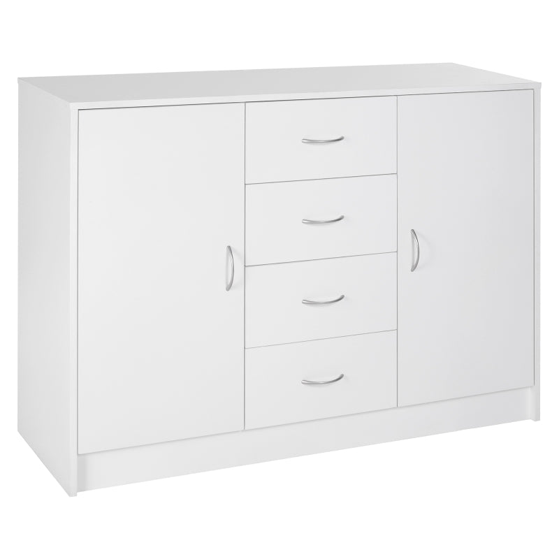 White Four-Drawer Storage Cabinet with Two Doors for Kitchen & Living Room